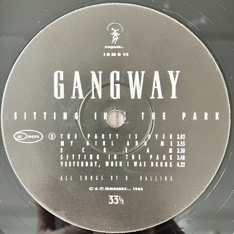 Gangway - Sitting In The Park ブートのラベルの画像