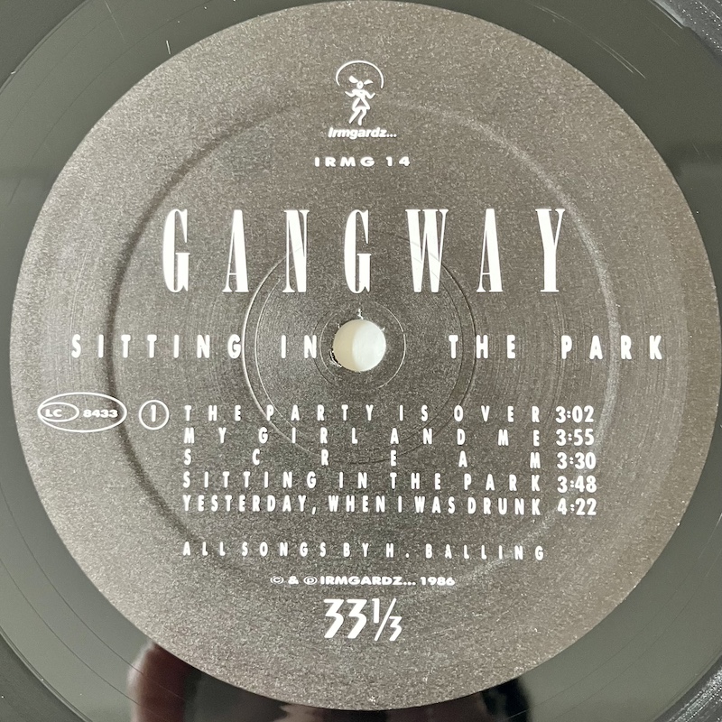 Gangway - Sitting In The Park オリジナルのラベルの画像